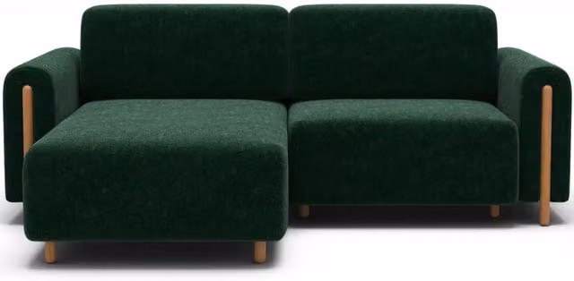 Divano ad angolo convertibile MEUBLORAMA ARVESSA verde, modello con angolo a sinistra e rivestimento in ciniglia, ideale per il tuo soggiorno – 1