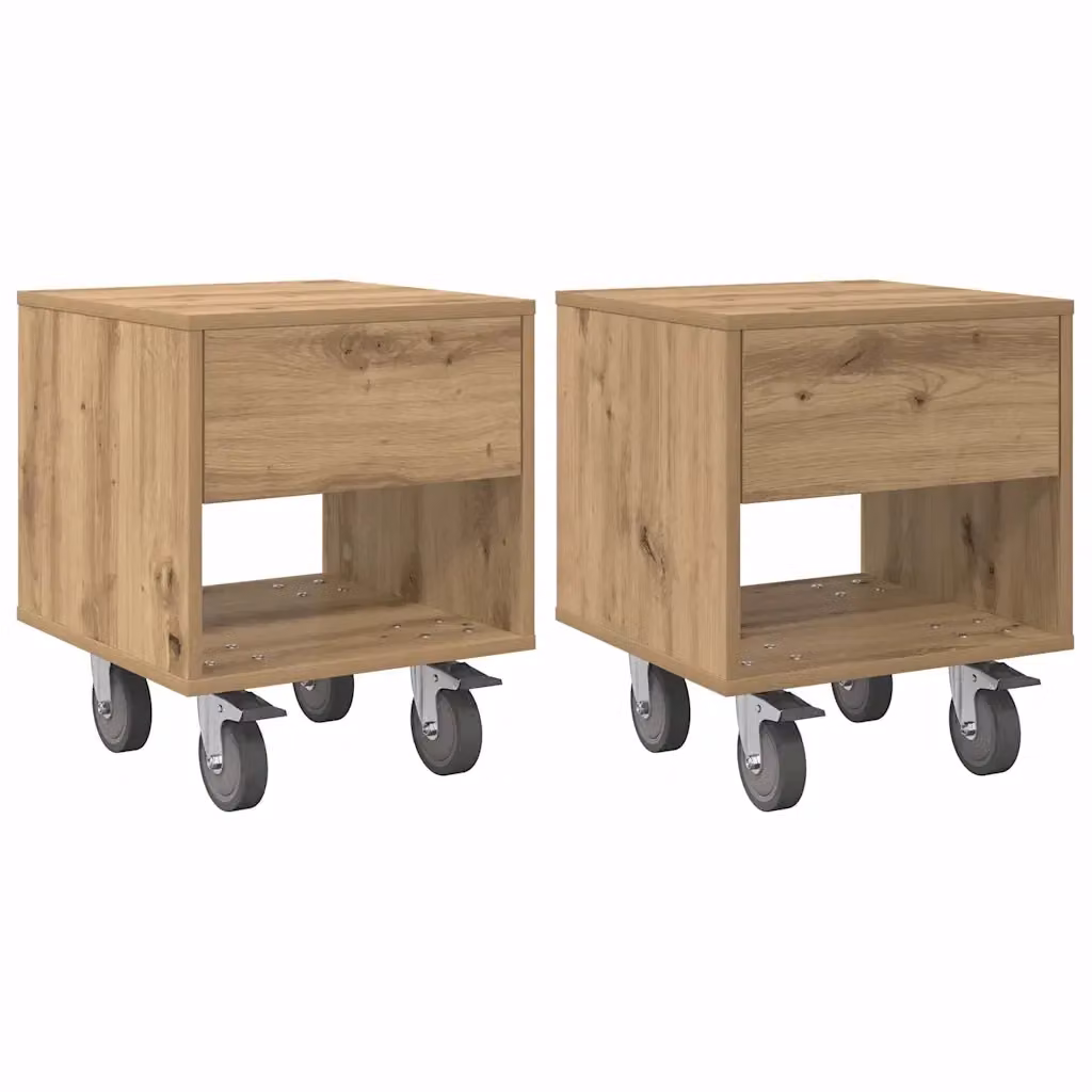 Set di 2 comodini moderni vidaXL in legno color marrone L: 40,5 cm, P: 40 cm, H: 48 cm – 2
