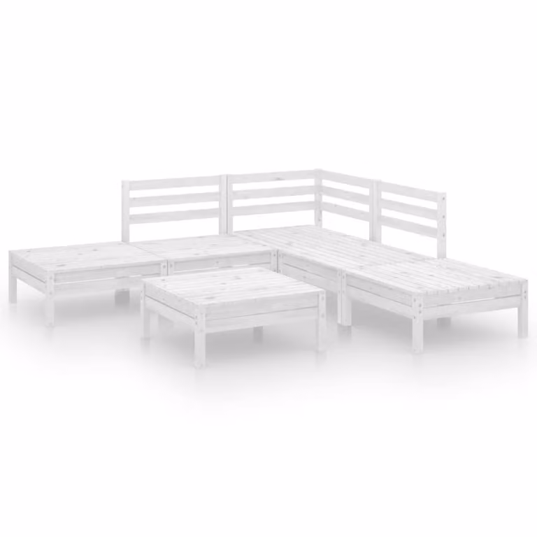 Set Salotto da Giardino 6 pz in Legno Massello di Pino Bianco