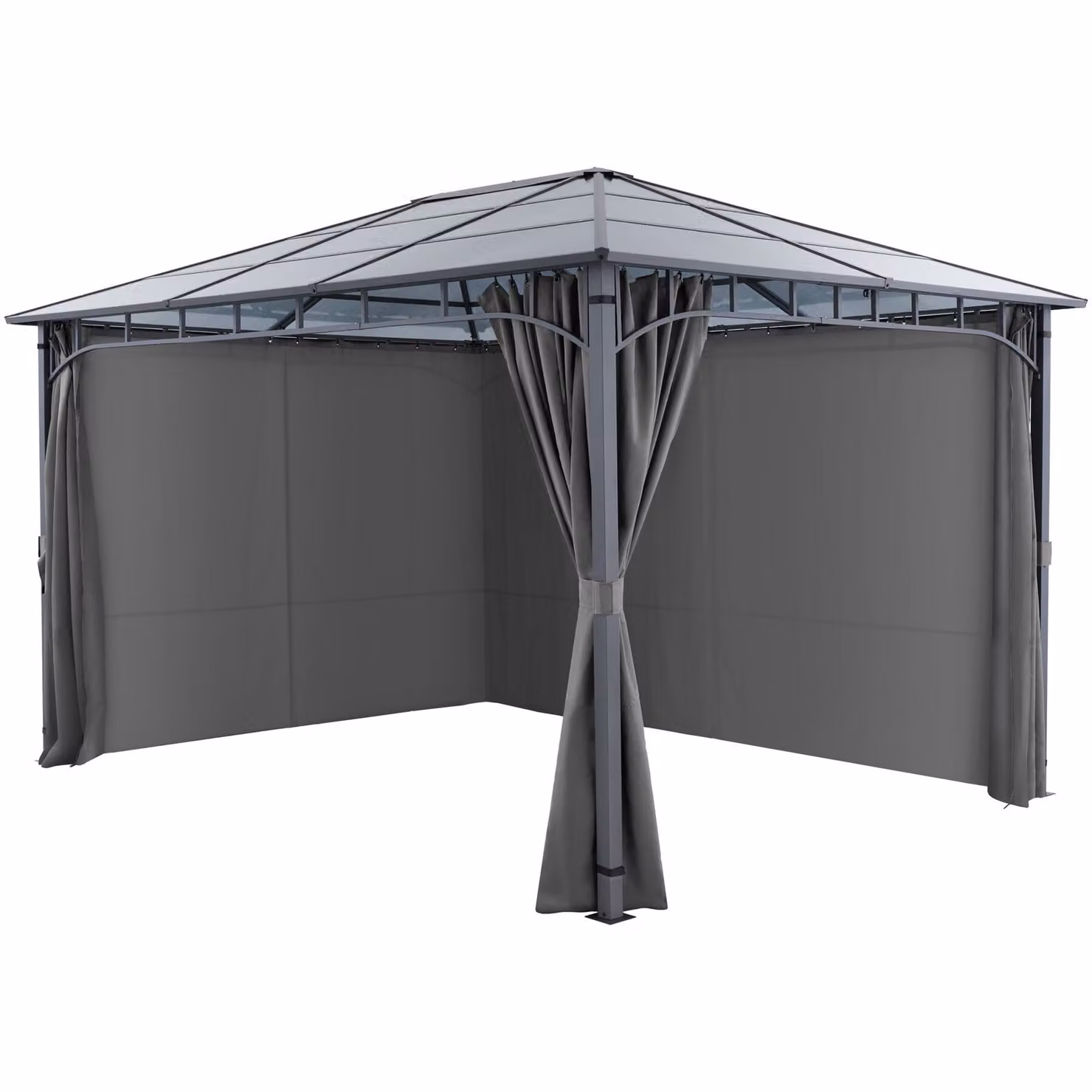 Padiglione da giardino Caracas tectake moderno in alluminio grigio con tetto in policarbonato L: 397 cm, P: 297 cm, H: 270 cm