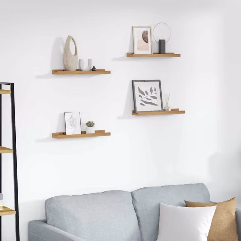Set di 4 Scaffali da Parete Moderni vidaXL in Legno MDF Marrone L: 40 cm, P: 9 cm, H: 3 cm