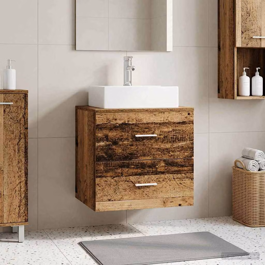 Lavabo da parete moderno vidaXL in legno color marrone con cassetti e ante L/P/H: 49,5 x 41 x 62,5 cm