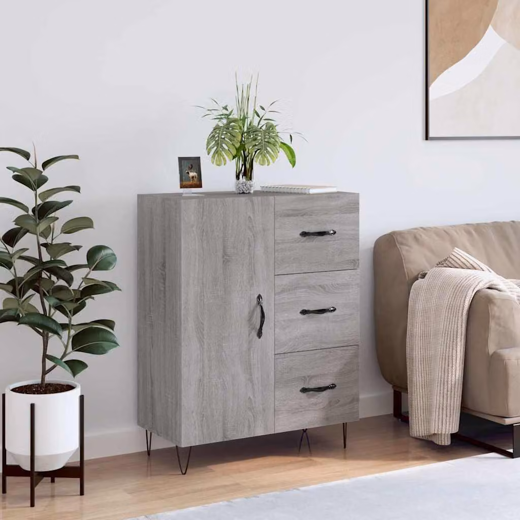Credenza vidaXL in Legno Multistrato Grigio Sonoma L: 69,5 cm, P: 34 cm, H: 90 cm
