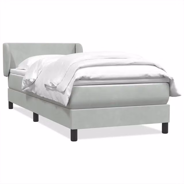 Letto Ibrido vidaXL con Giroletto a Molle e Materasso in Velluto Grigio Chiaro e Bianco, Struttura in Legno di Larice e Metallo, L/P/H: 80 x 223 x 83 cm