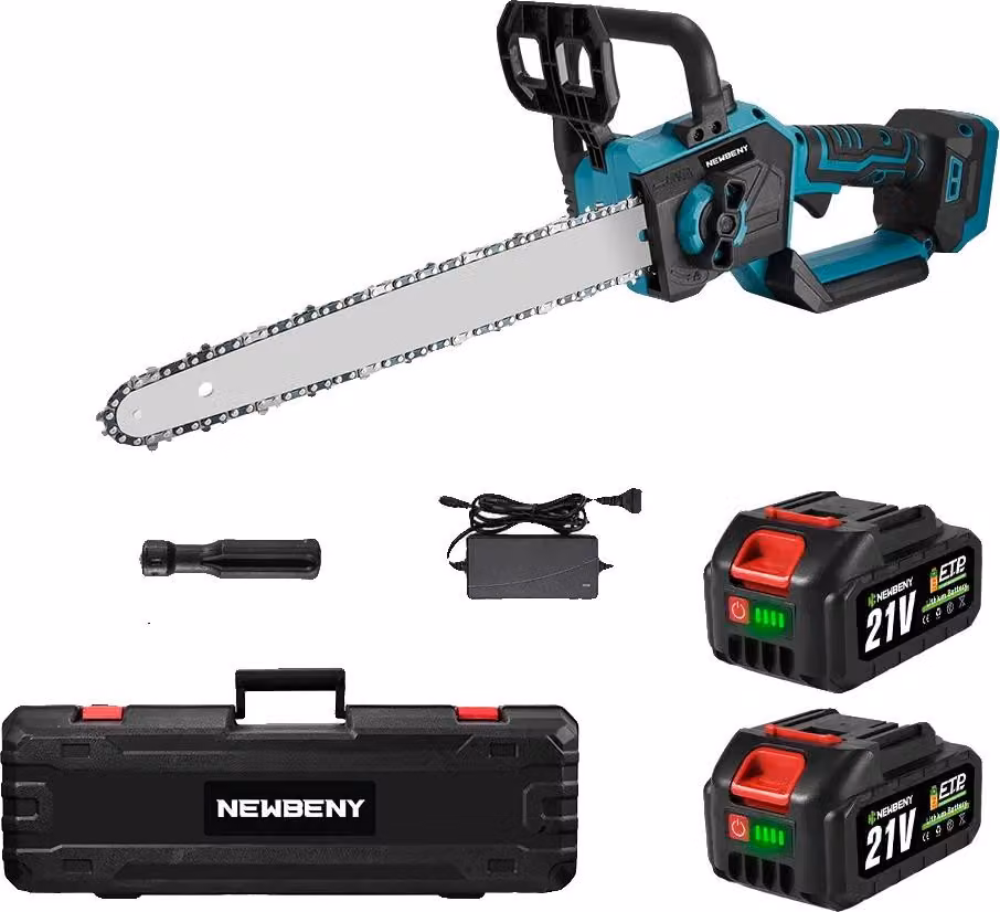Motosega, motore brushless, configurazione versatile della batteria, set con 2 batterie