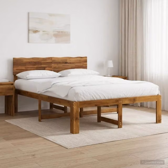 Letto matrimoniale in legno di acacia naturale vidaXL L/P/H: 120 x 200 x 91 cm – 1