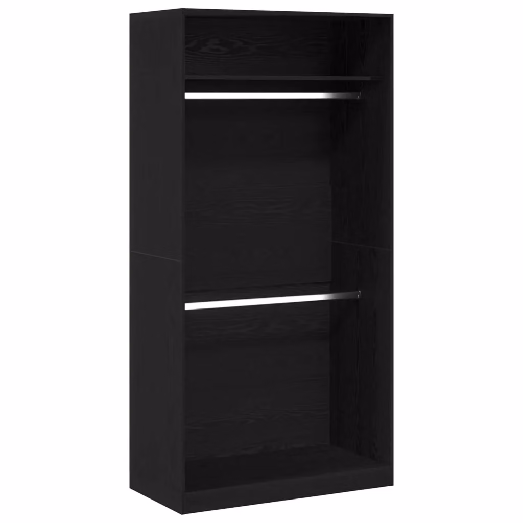 Guardaroba vidaXL in Rovere Nero con ripiani e appendiabiti L/P/H: 100 x 50 x 200 cm – 2