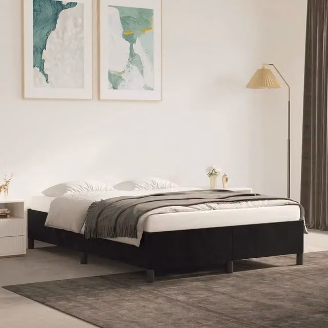 Struttura Letto Design Mania in Velluto Nero L/P/H: 200 x 140 x 35 cm