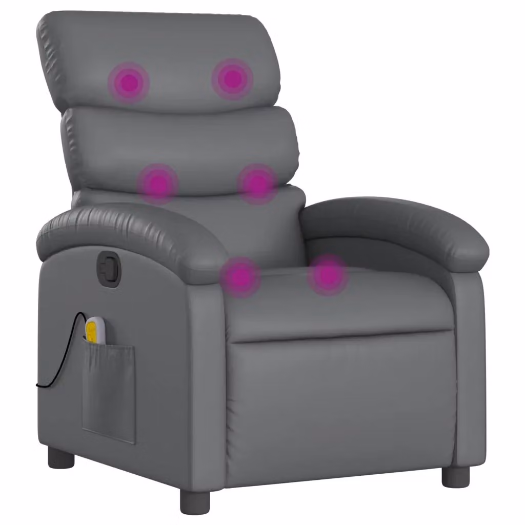 Poltrona relax reclinabile vidaXL in similpelle grigia con braccioli e regolazione manuale – 2