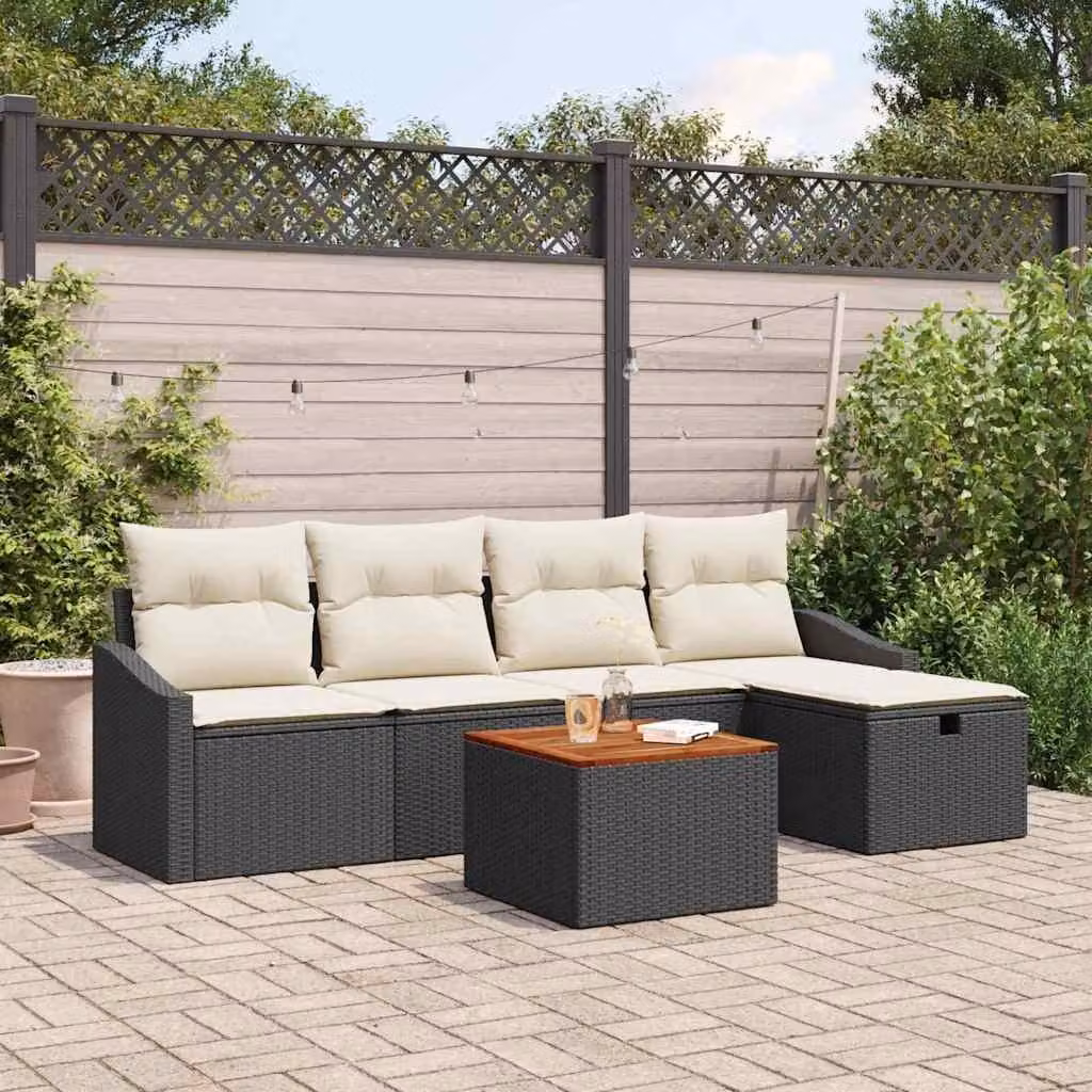 Maison Exclusive - Set da giardino composto da 6 pezzi, divano in rattan sintetico nero
