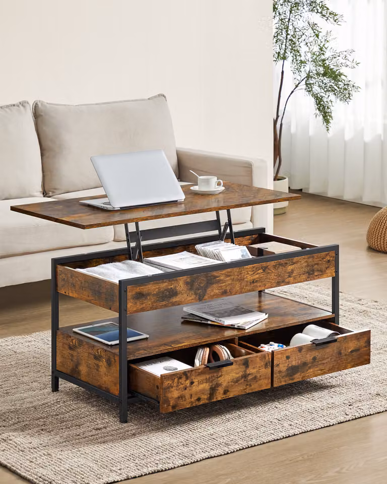 Tavolino VASAGLE, tavolo da soggiorno regolabile in altezza, 50 x 100 x (48-63) cm