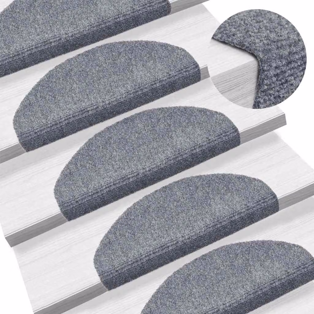 Set di 5 tappetini per scale autoadesivi vidaXL, forma semicircolare grande, colore grigio chiaro, L: 65 cm, P: 40 cm, H: 2 cm