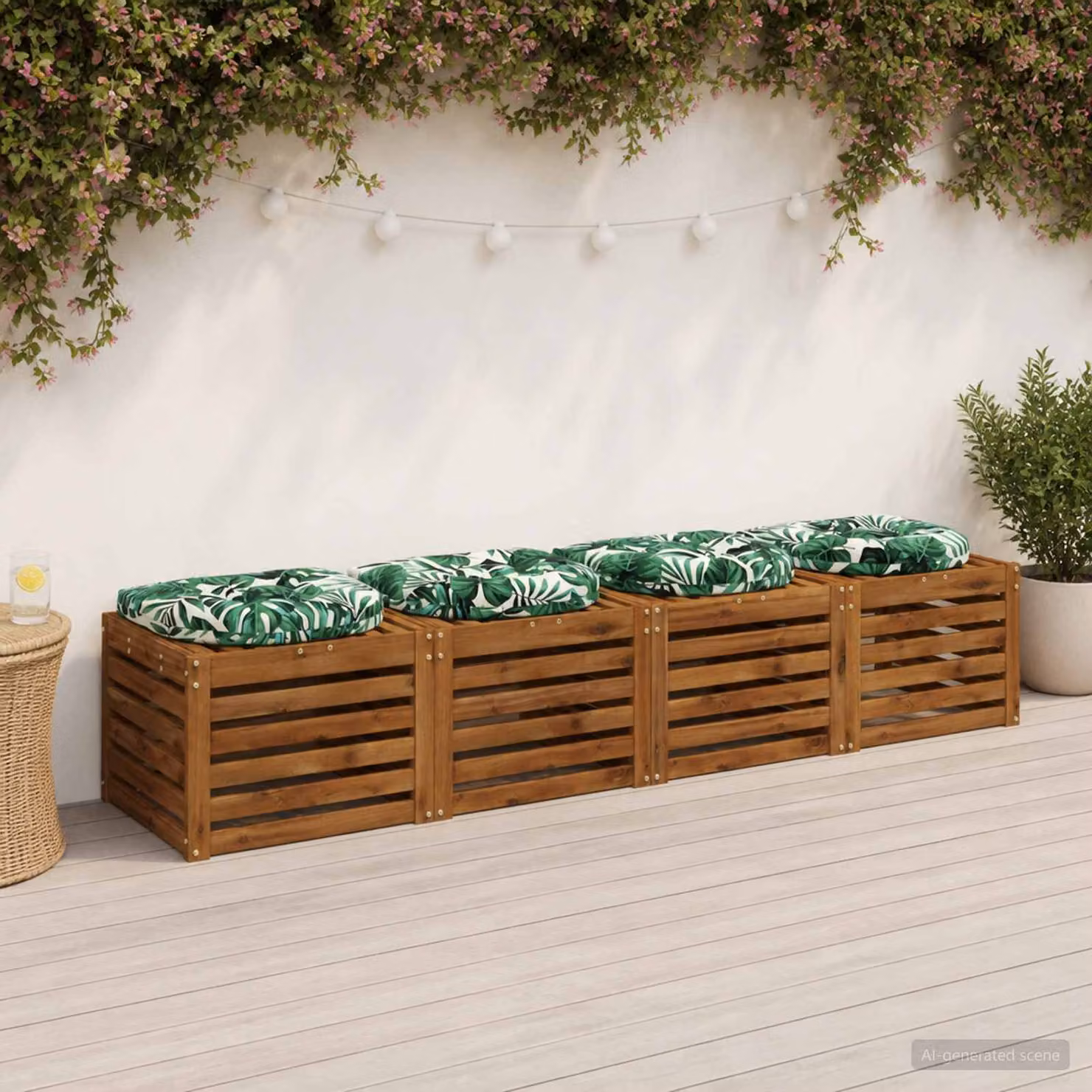 Set di 4 cuscini per sedia rotondi vidaXL in poliestere verde multicolore con imbottitura in schiuma