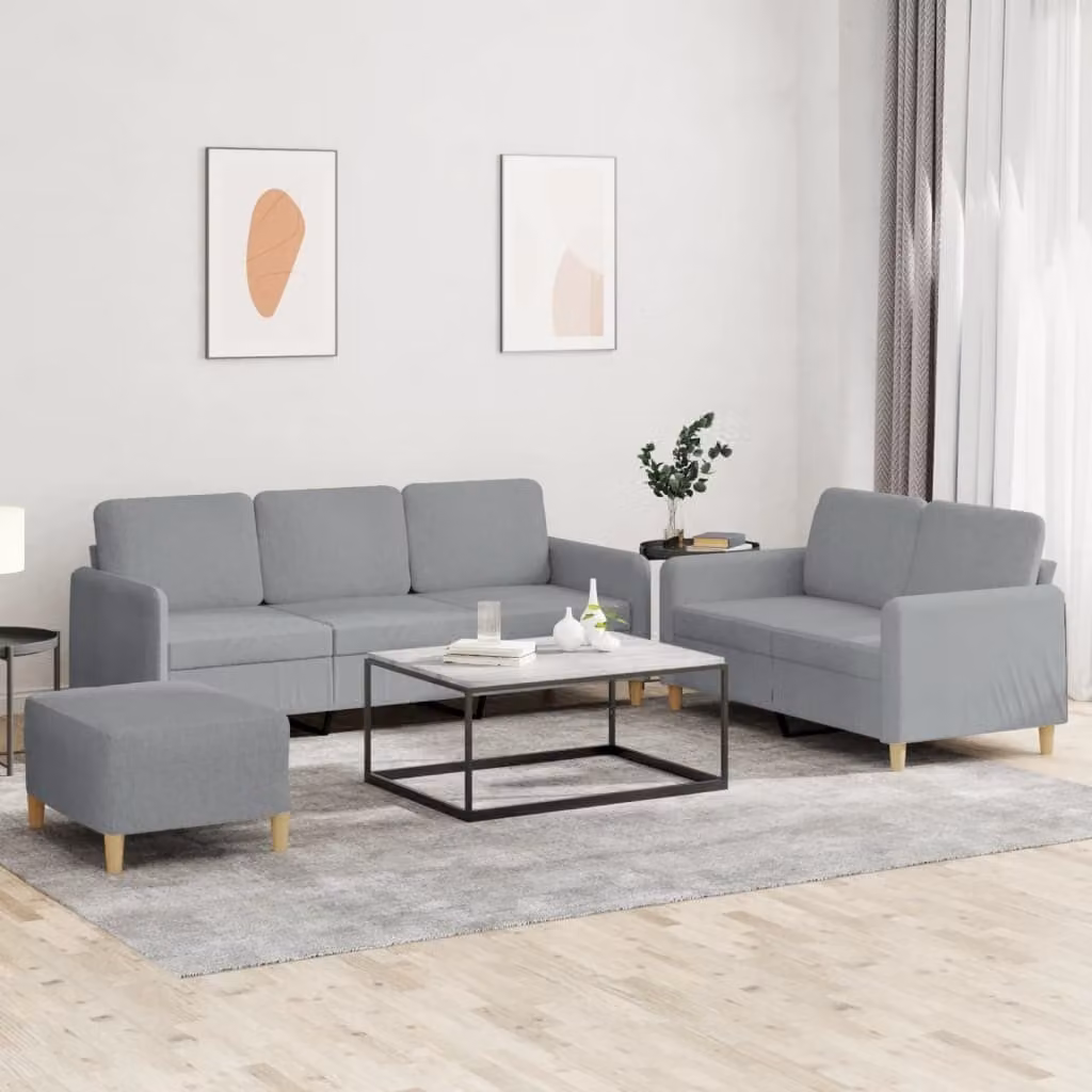 Maison Exclusive - Set divano 3 pezzi con cuscini in tessuto grigio chiaro