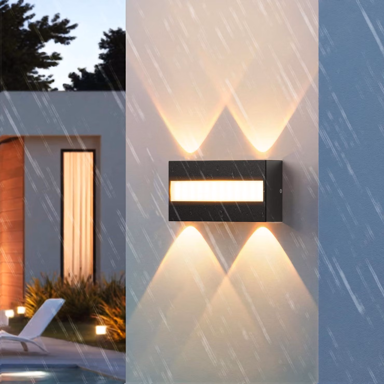 Lampada a LED da parete, per uso interno/esterno, 10 W, 3000 K, grado di protezione IP65, alluminio, dimensioni 11 x 5 x 8 cm