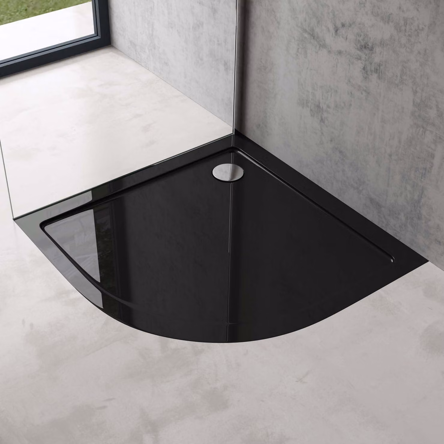 doporro Piatto Doccia con Piletta 100x100x4cm, Piatto Doccia Faro3 in Acrilico incl. Piletta di Scarico (AL02), Forma: Quadrato, Nero
