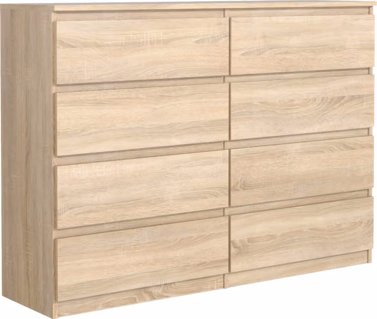 Cassettiera a 8 cassetti in rovere Sonoma, 138 x 101 x 39 cm