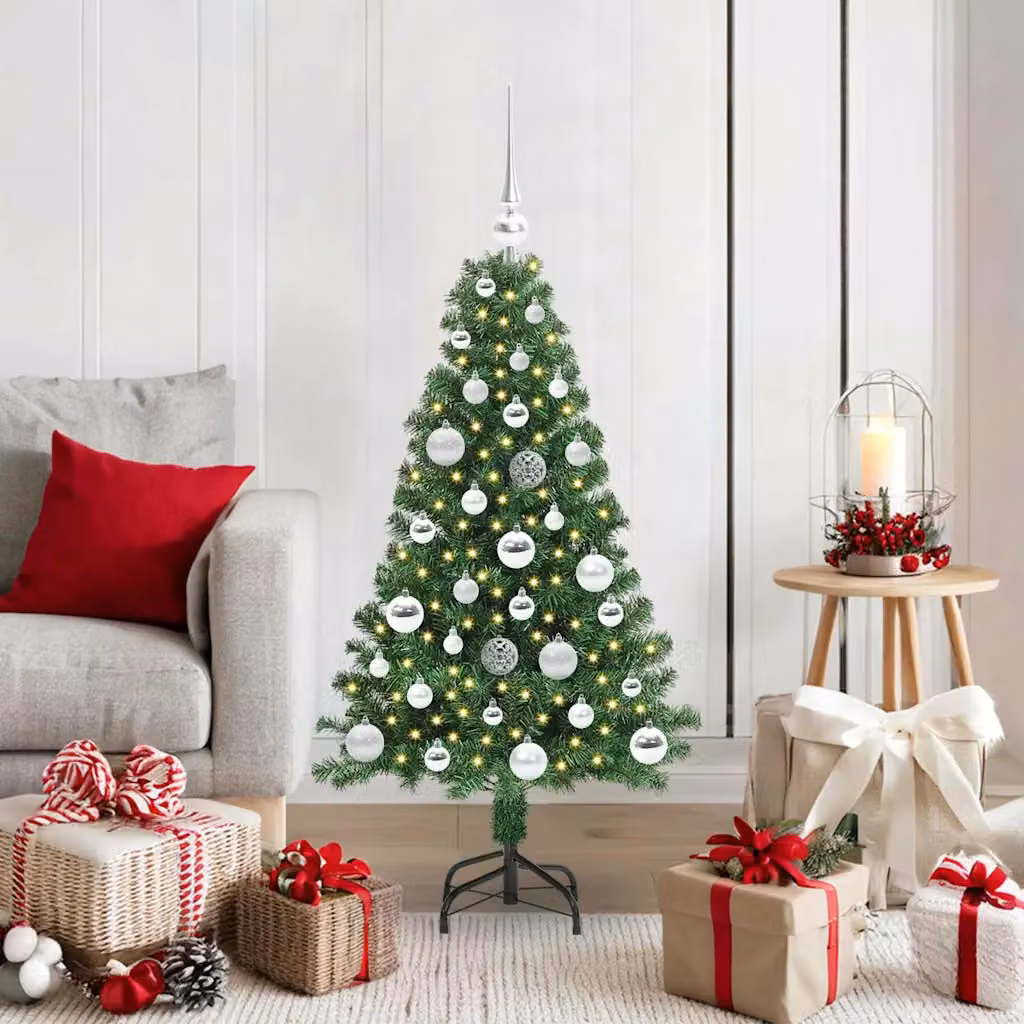 Albero di Natale artificiale vidaXL verde con 150 LED luce bianca calda, Altezza: 120 cm