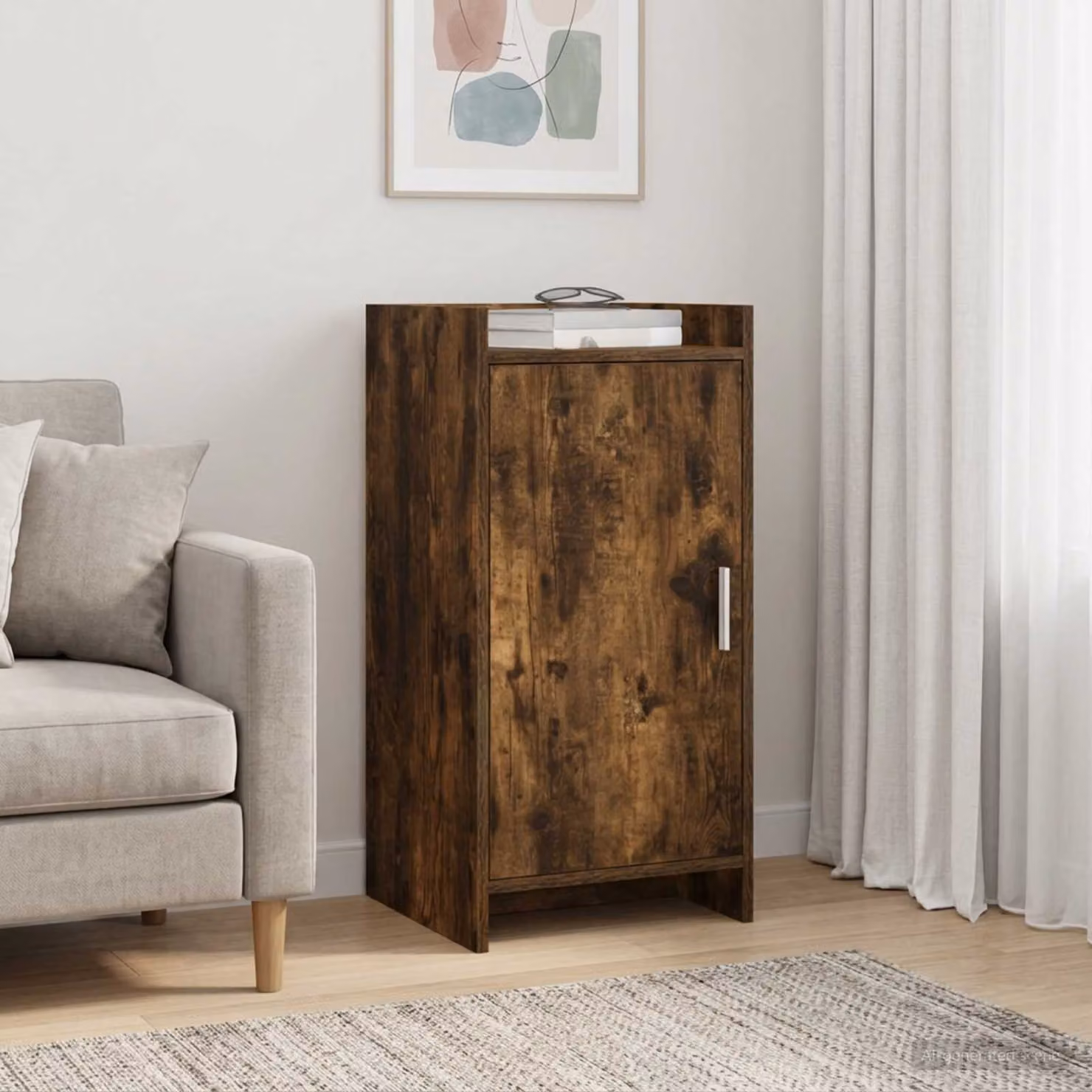 Credenza moderna vidaXL in legno ingegnerizzato e metallo, colore marrone, L 40 cm x P 36 cm x H 80 cm
