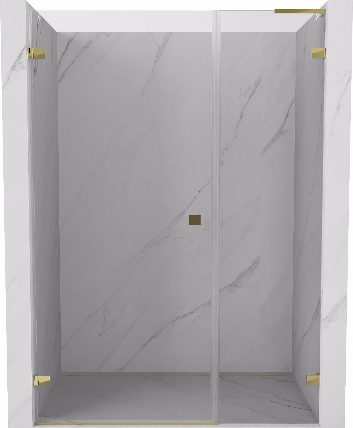 Mexen Lunar-B L porta doccia a battente sinistra 140 cm, trasparente, dorata - 832SL-140-050-50-00-L