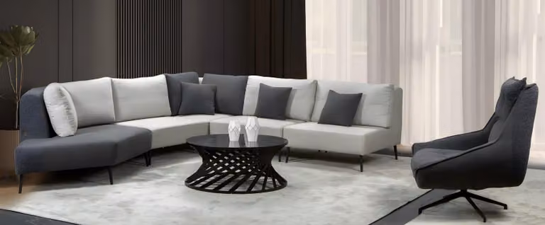 Wohnzimmer set Sessel Ecksofa Mit Kissen L-Garnitur Gepolsterte Sitzmöbel
