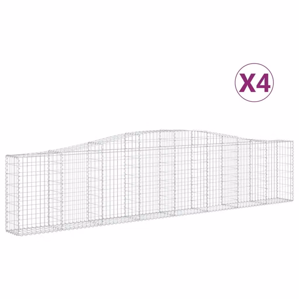 Cesti Gabbioni ad Arco 4 pz 400x30x80/100 cm Ferro Zincato