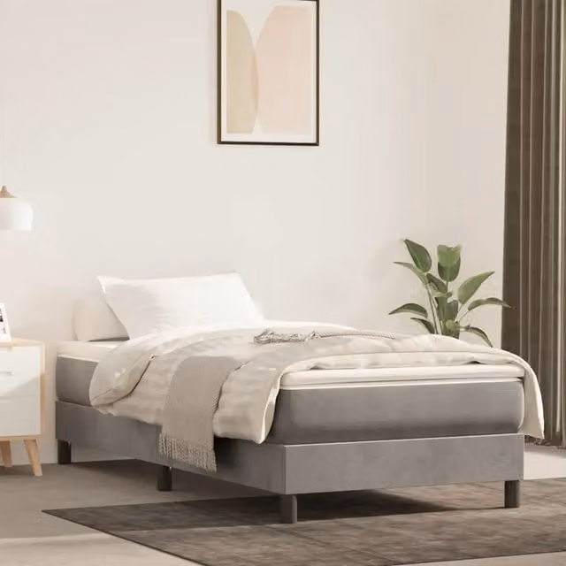 Materasso Ibrido vidaXL in Velluto Grigio e Bianco L: 100 cm, P: 220 cm, H: 20 cm