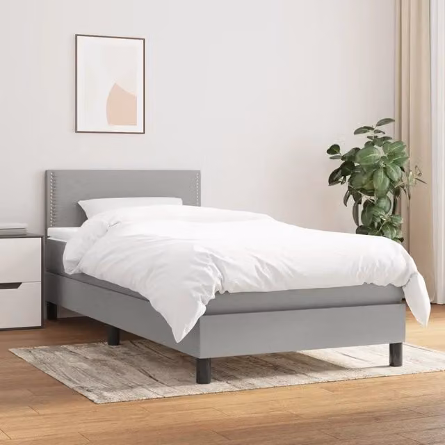 Letto Ibrido con Giroletto a Molle e Materasso vidaXL Grigio Chiaro e Bianco L/P/H: 190 x 90 x 30 cm