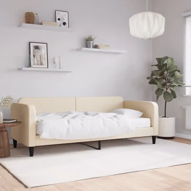 Divano Letto con Materasso-Sofa Letto-Daybed Crema 100x200 cm in Tessuto 599245