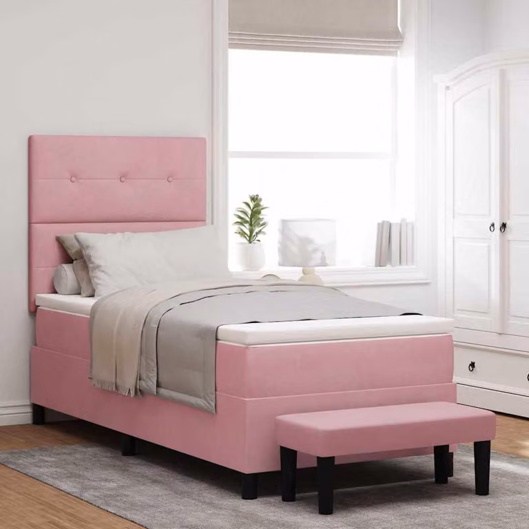 Maison Exclusive - Letto boxspring con testiera Rosa 200 x 100 cm in velluto