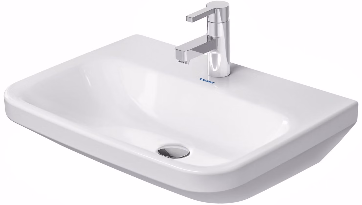 Duravit lavabo DuraStyle Med 60cm, sans trop-plein, avec plage de robinetterie, 1 trou pour robinetterie, 2324600000, 2324600000