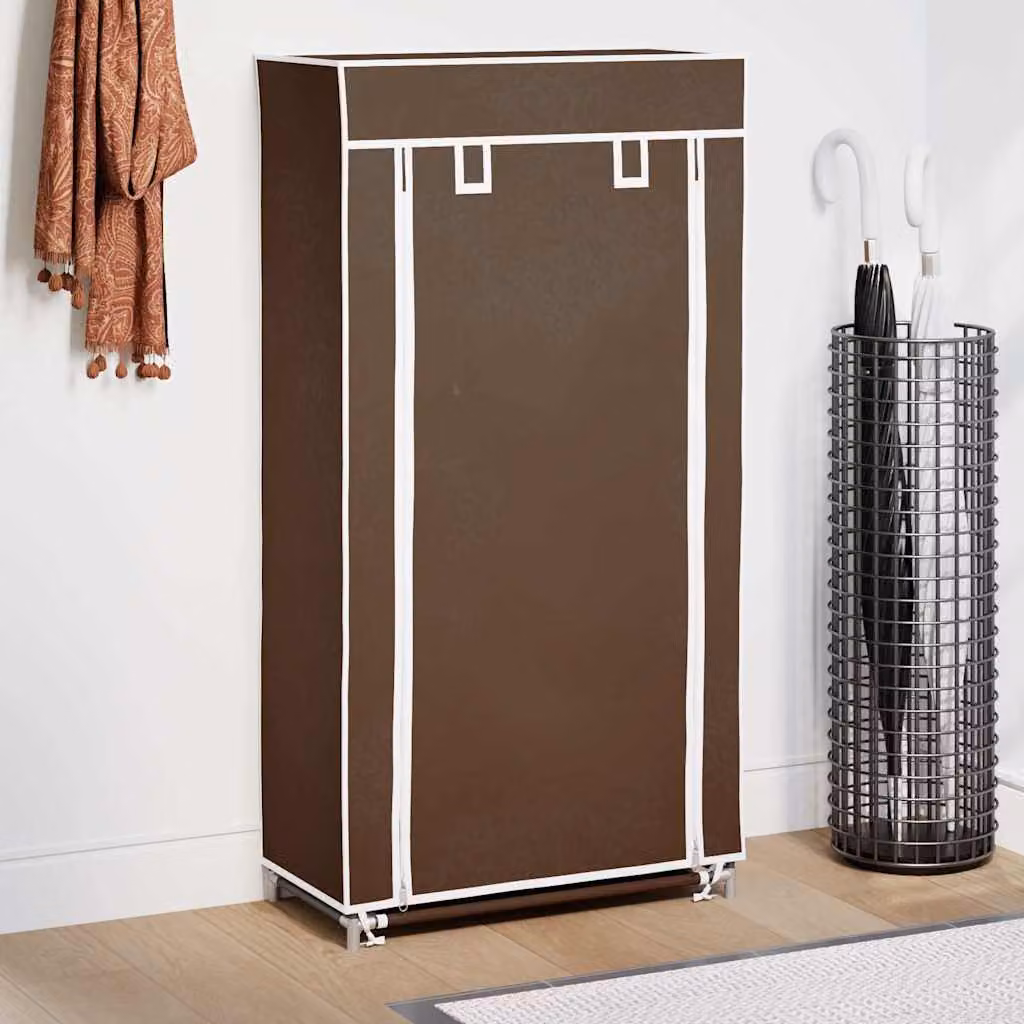 Scarpiera vidaXL in tessuto marrone con ripiani interni, L: 58 cm, P: 28 cm, H: 106 cm