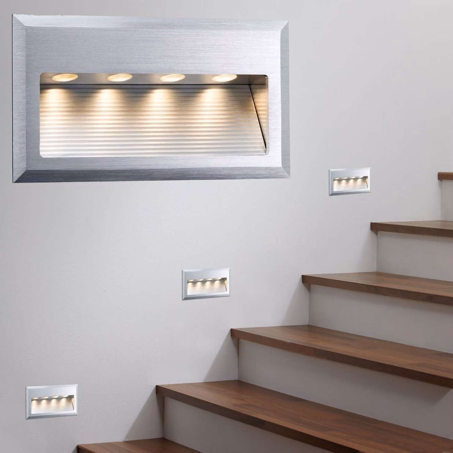Set di faretti da incasso Paulmann, modello Cross, con illuminazione a LED, 4W, 6VA, 230V, dimensioni 10x18cm, finitura alluminio spazzolato/alluminio