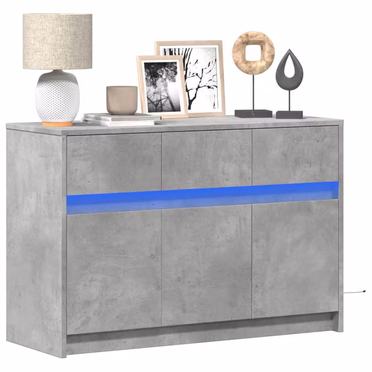 vidaXL Mobile Porta TV Moderno con Illuminazione LED Integrata, Grigio, L 91 cm x P 34 cm x H 61 cm