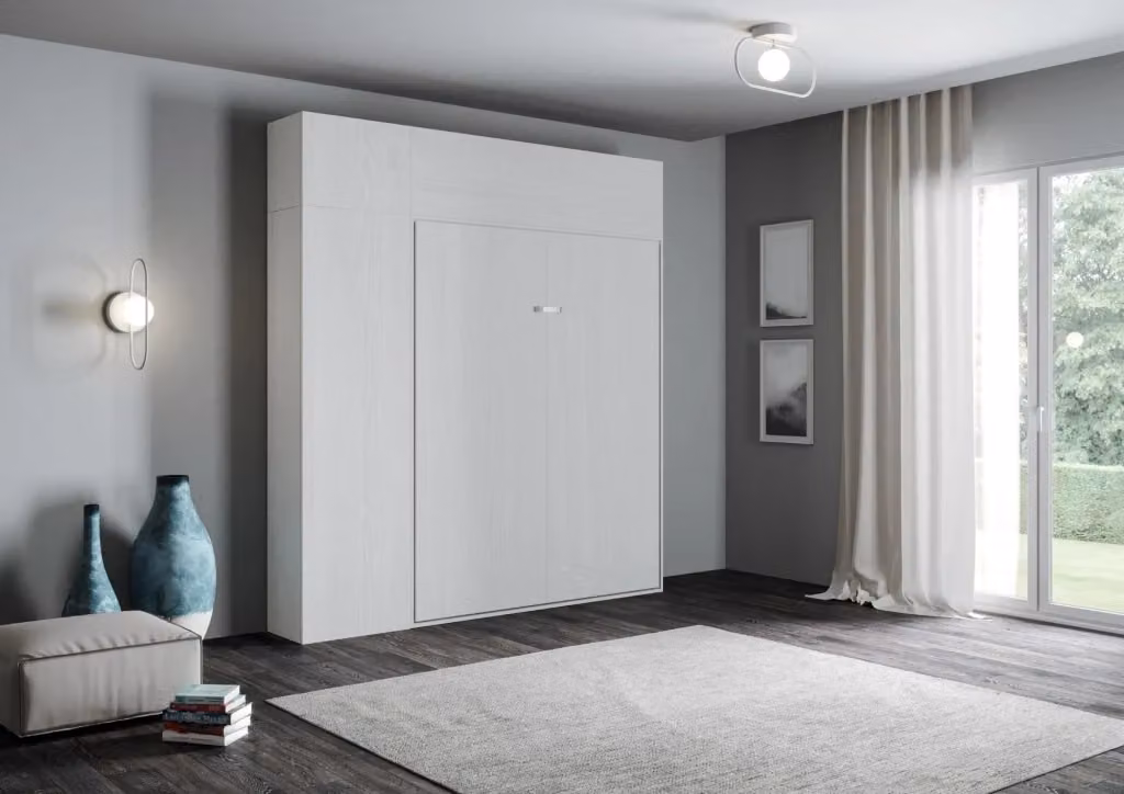 Letto a scomparsa con armadio e pensile Kentaro GIORDANOSHOP Bianco 120x200 cm H250 cm – 2