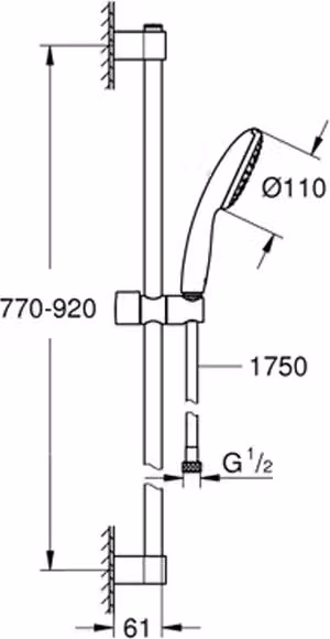 Grohe Tempesta 110 set di piatti doccia 278543 900mm 1 getto 16,6l/min cromo