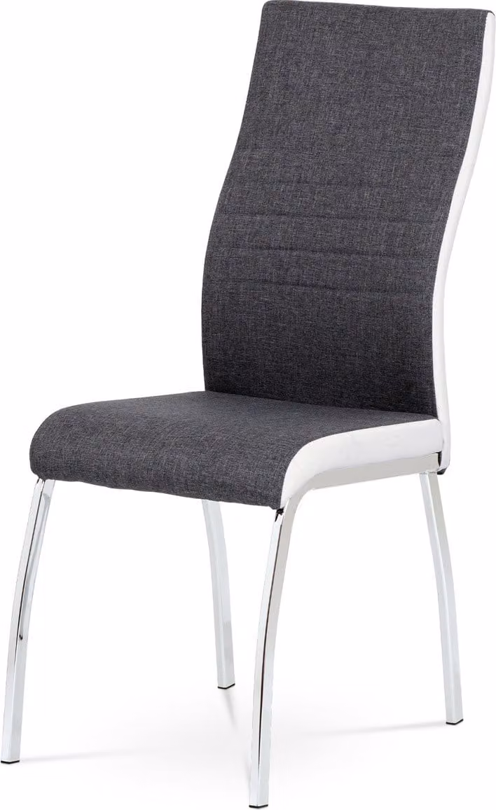 Autronic Sedia da pranzo DCL-433 GREY2 - tessuto grigio + Pelle finta bianca
