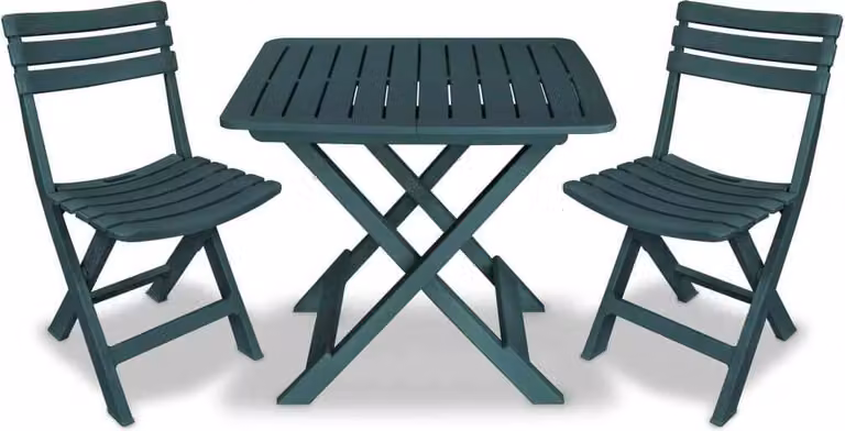 Maison Exclusive - Set da bistrot pieghevole in plastica verde, 3 pezzi