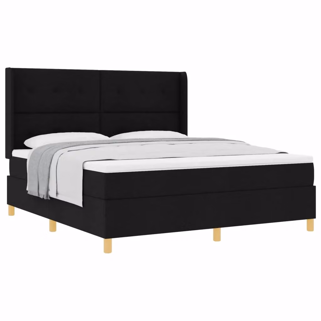 Letto a molle con materasso vidaXL in tessuto nero e oro L/P: 180 x 200 cm – 2