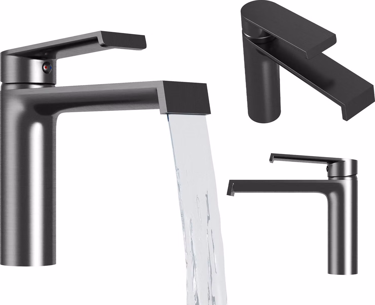 Granitan - Rubinetto per lavabo - Rubinetto da bagno - Miscelatore monocomando - Gun Grey - Rubinetto per lavabo - BALI