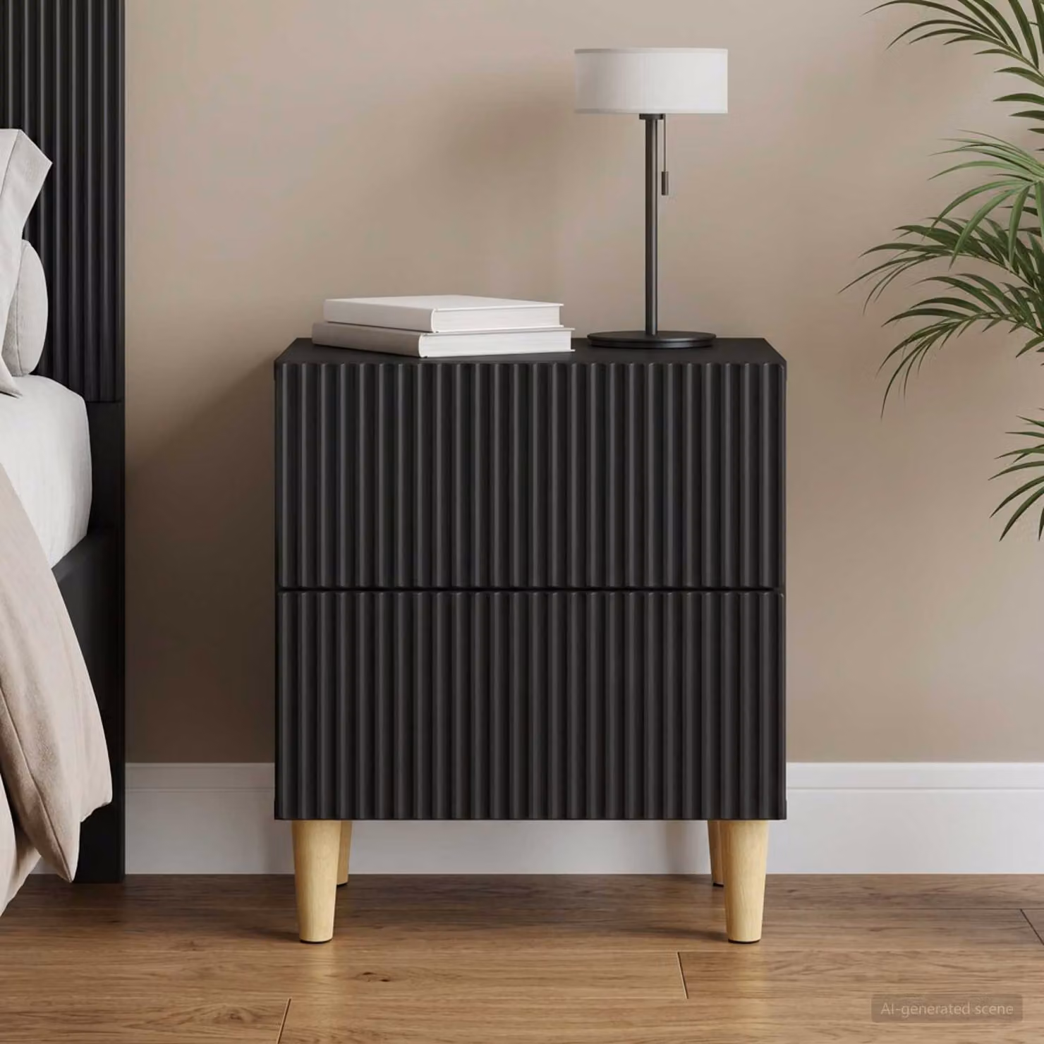 Armadio da notte moderno vidaXL in legno MDF nero L 43 cm, P 34,5 cm, H 48 cm