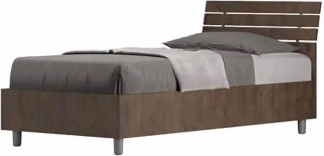 Letto singolo senza rete 80x200 testata inclinata con doghe noce Ankel