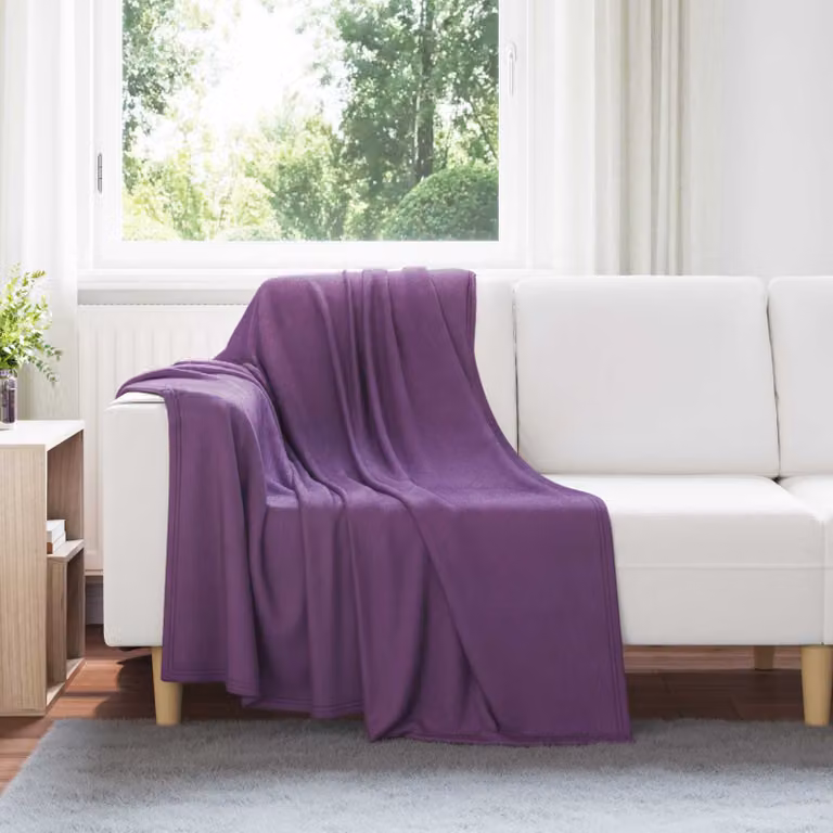 Set di 6 coperte in pile vidaXL viola, ideali per primavera e autunno, L: 170 cm, P: 130 cm