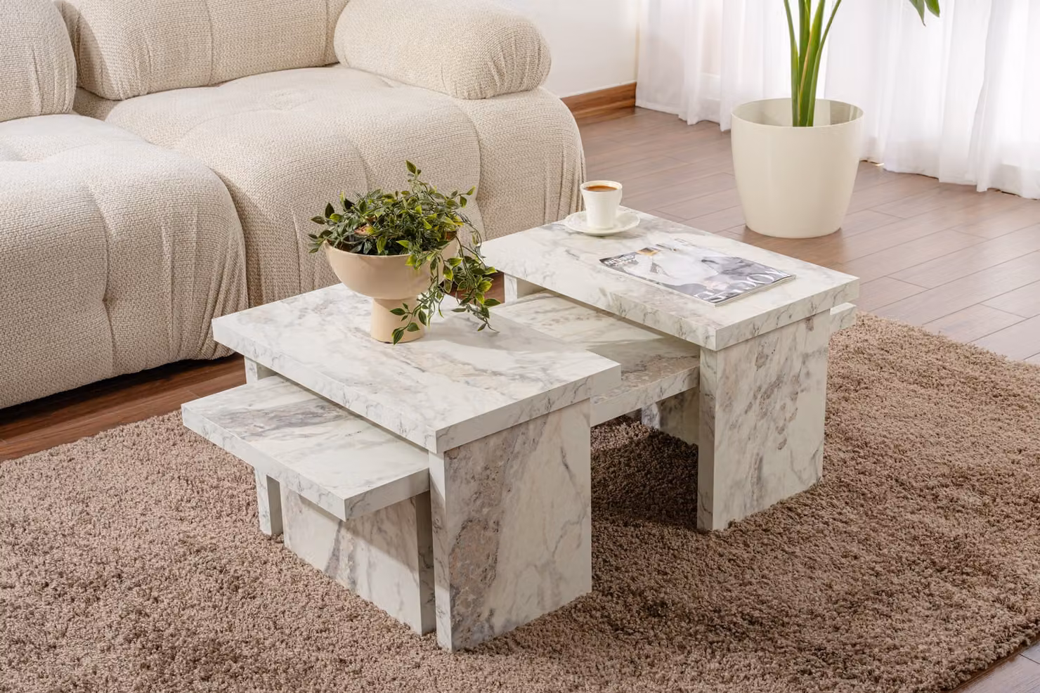 Skye Decor, Sanctuary - Fressia Marble, tavolino, marmo fresia, 100 % truciolato rivestito in melamina, 110 x 45 x 41,5