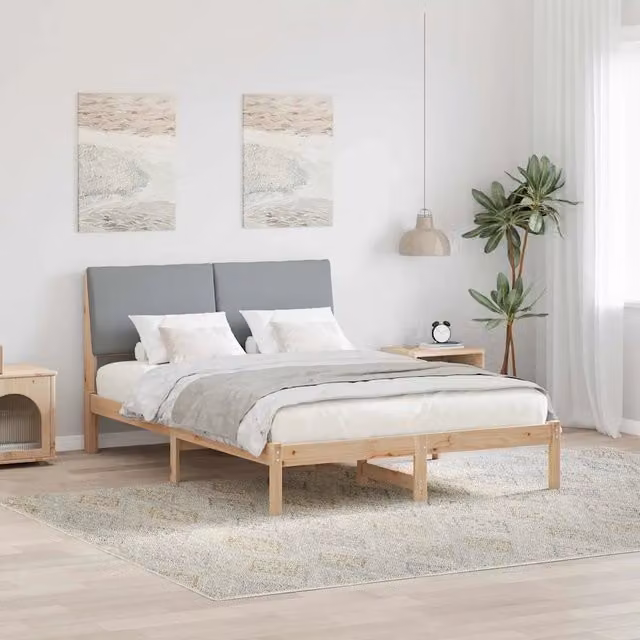 Struttura del letto-Giroletto Marrone e grigio chiaro 150 x 200 cm 217280