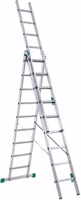 Scala a sfilo in alluminio Tecna con 9 + 9 gradini, colore argento, portata massima 150 kg