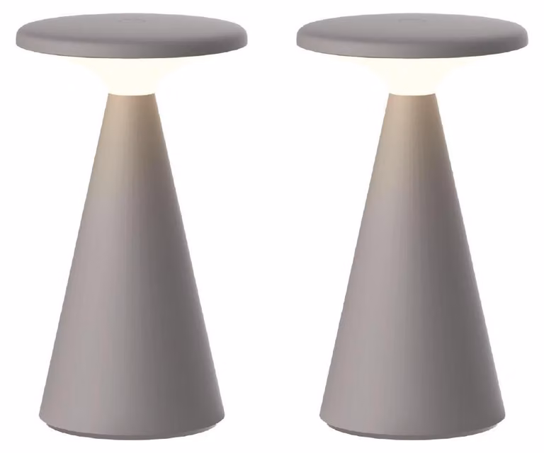 Luxus Europe - Lampada da tavolo Zakynthos - Set da 2 pezzi, color tortora - Lampada da tavolo da esterno senza fili, ricaricabile