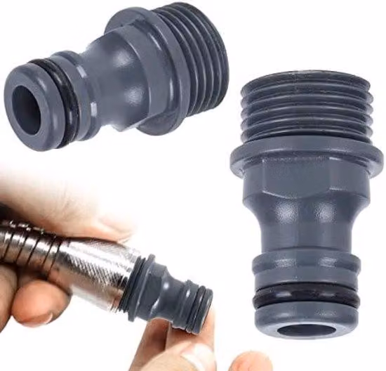 Raccordo per tubo flessibile, raccordo, nipplo, 1/2 pollice, filettatura esterna G1/2, per rubinetto, adattatore, plastica ABS - Set da 2 pezzi