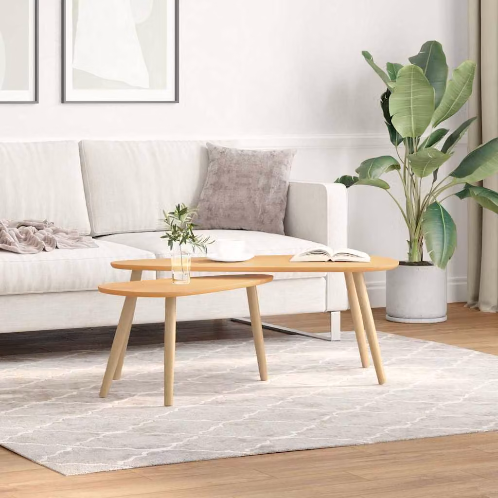 Set di 2 tavolini da salotto vidaXL in legno di pino marrone e beige in stile scandinavo
