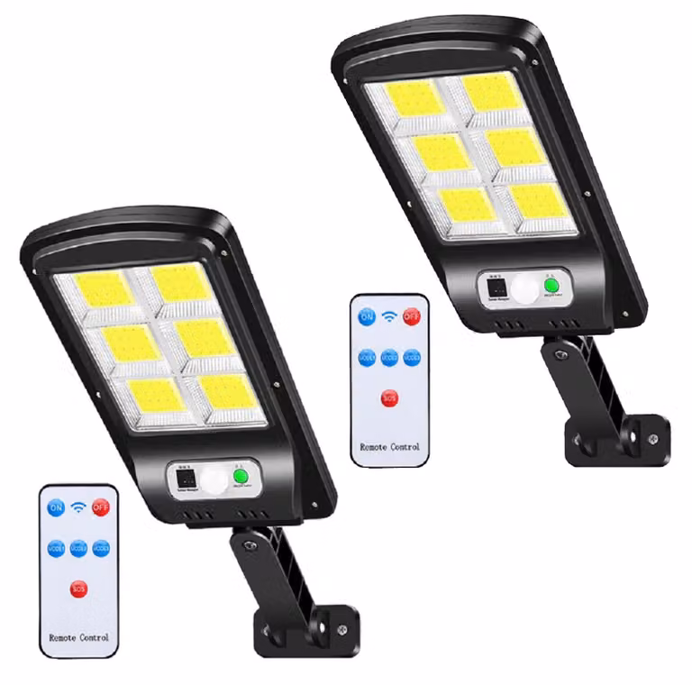 Lampada solare da esterno, confezione da 2, LED, grado di protezione IP65, sensore di movimento, luce bianca fredda